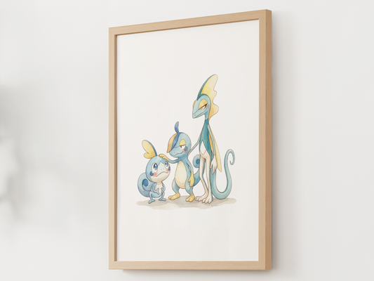 Sobble Evolution Line Wall Art Printable, Drizzile Inteleon Poster, Pokémon Nursery Decor, Digital Download