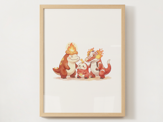 Gen 9 Evolution Line Wall Art Bundle, 3 Printable Posters, Paldea Pokemon Nursery Decor, Digital Download