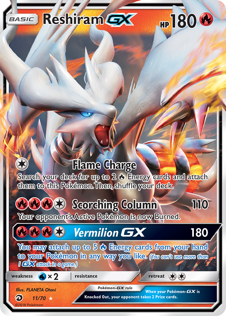 Reshiram-GX Pokémon Card 011/070 from Dragon Majesty