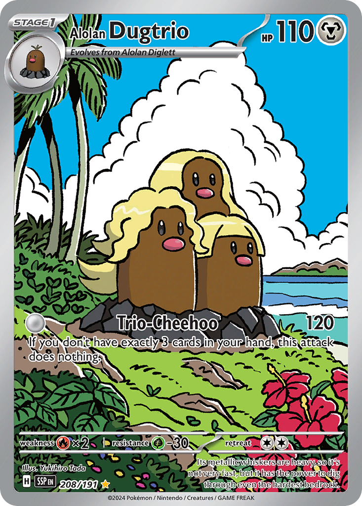 Alolan Dugtrio Pokémon Card 208/191 from Surging Sparks