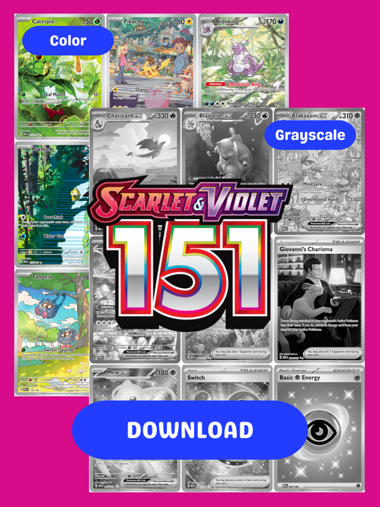 Scarlet & Violet: 151 Printable Master and Complete Set Binder Placeholders + Checklist (Digital Download)