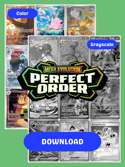 Mega Evolution: Perfect Order Printable Master and Complete Set Binder Placeholders + Checklist (Digital Download)