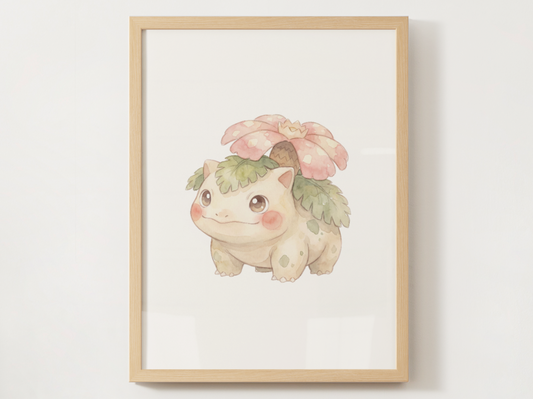 Pokemon Venusaur Nursery Wall Art Printable, Cute Kids Room Decor, Green Pokemon Poster, Instant Download Digital Print