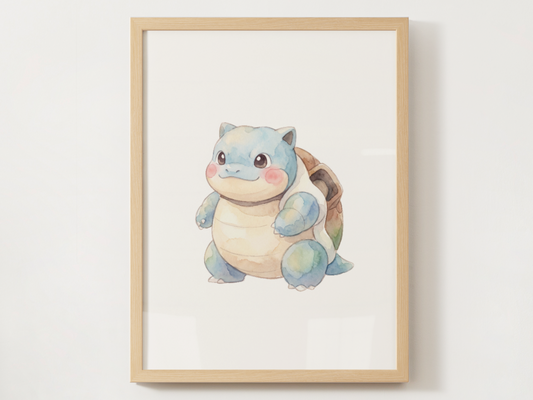 Pokemon Blastoise Nursery Wall Art Printable, Cute Kids Room Decor, Blue Pokemon Poster, Instant Download Digital Print