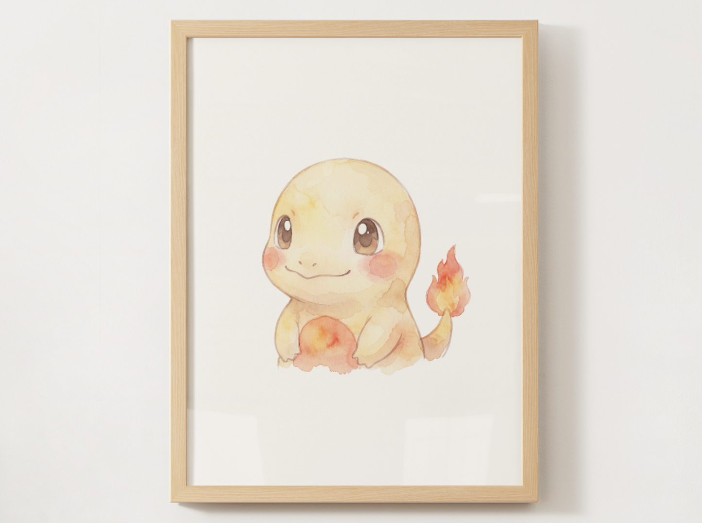 Pokemon Charmander Nursery Wall Art Printable, Cute Kids Room Decor, Orange Pokemon Poster, Instant Download Digital Print