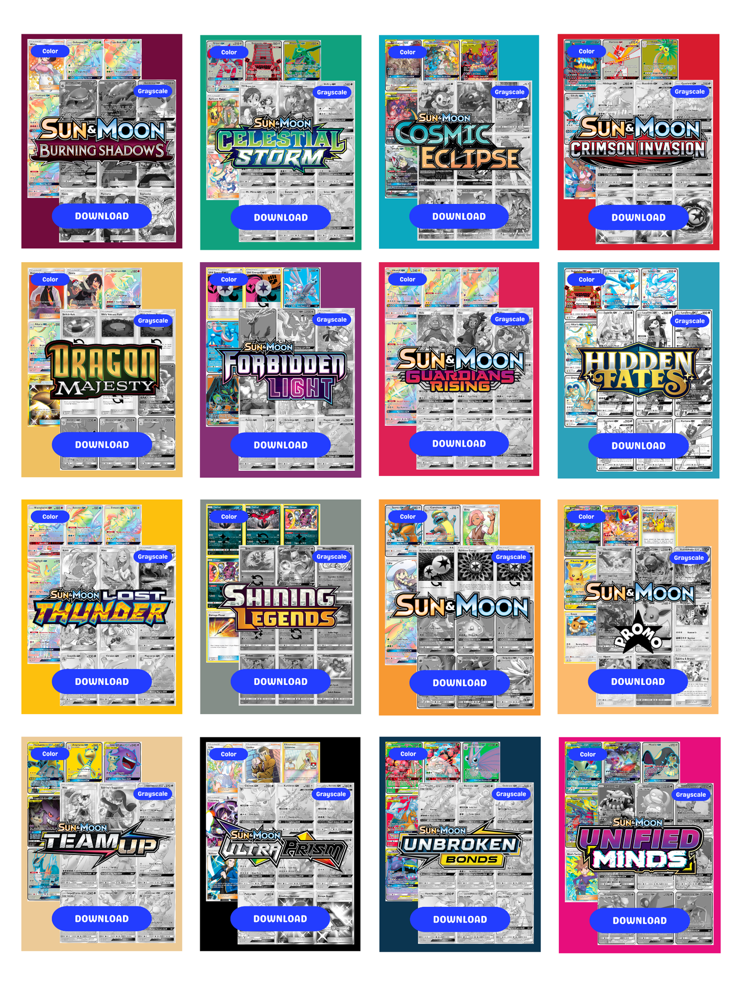 Sun and Moon Sets Ultimate Edition: All Sun & Moon Sets Master and Complete Sets Binder Placeholders + Checklist (Digital Download)
