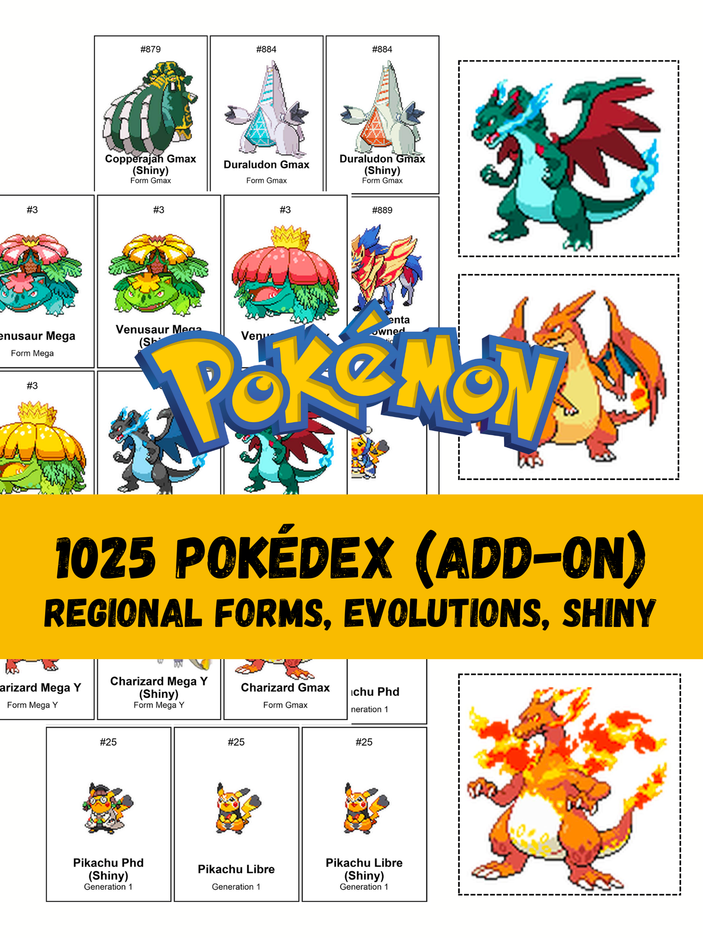 Pokémon Pokédex Add-On: Regional Forms & Shiny Pixel Binder Pages (Digital Download)