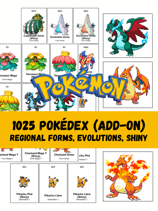 Pokémon Pokédex Add-On: Regional Forms & Shiny Pixel Binder Pages (Digital Download)