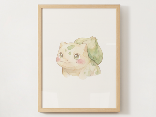 Pokemon Bulbasaur Nursery Wall Art Printable, Cute Kids Room Decor, Green Pokemon Poster, Instant Download Digital Print