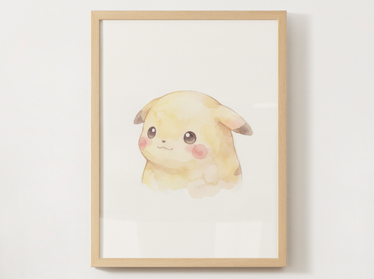 Pokémon Pikachu Nursery Wall Art Printable, Cute Kids Room Decor, Yellow Pokémon Poster, Instant Download Digital Print