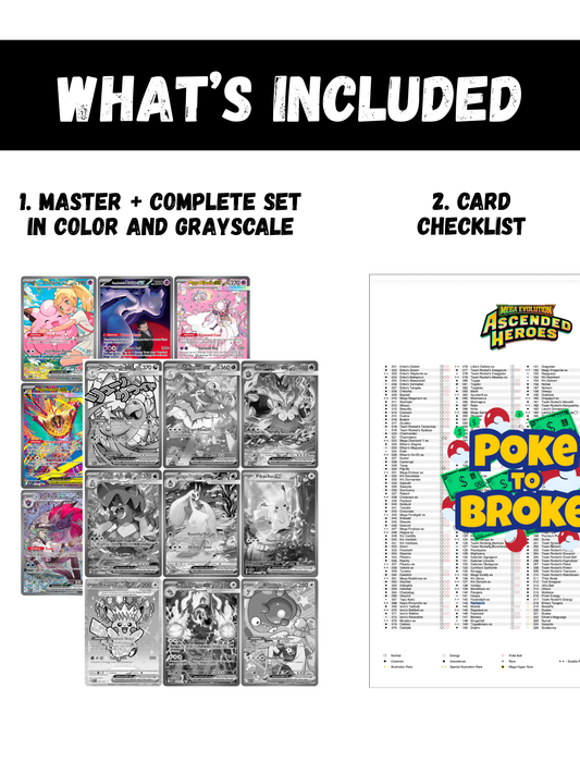 Mega Evolution: Ascended Heroes Set Printable Master and Complete Set Binder Placeholders + Checklist (Digital Download)