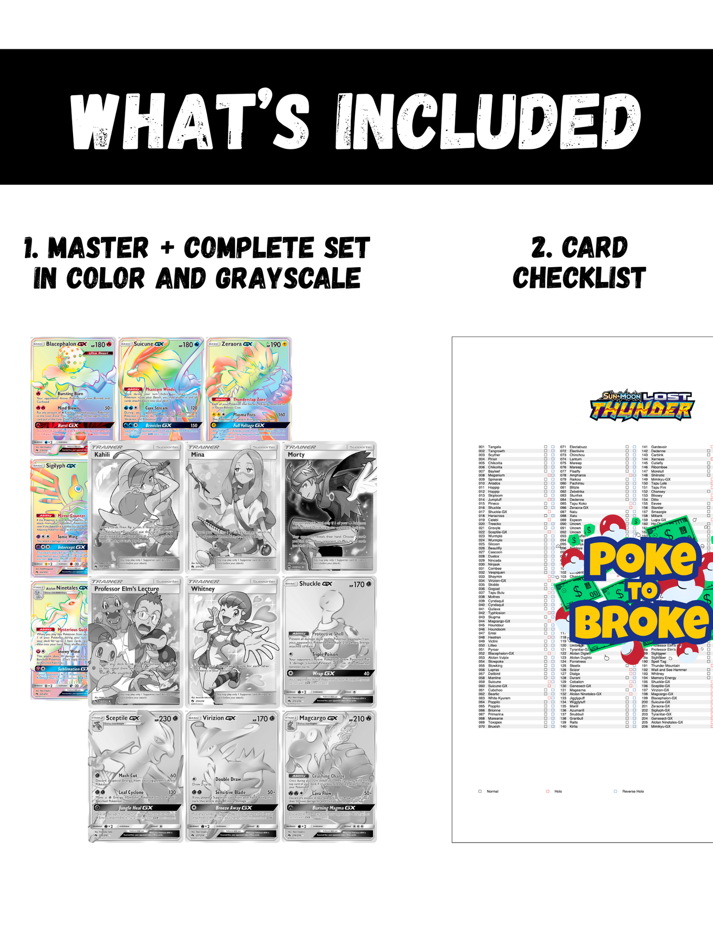Sun & Moon: Lost Thunder Printable Master and Complete Set Binder Placeholders + Checklist (Digital Download)