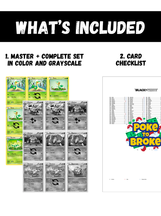 Black & White: Base Set Printable Master and Complete Set Binder Placeholders + Checklist (Digital Download)