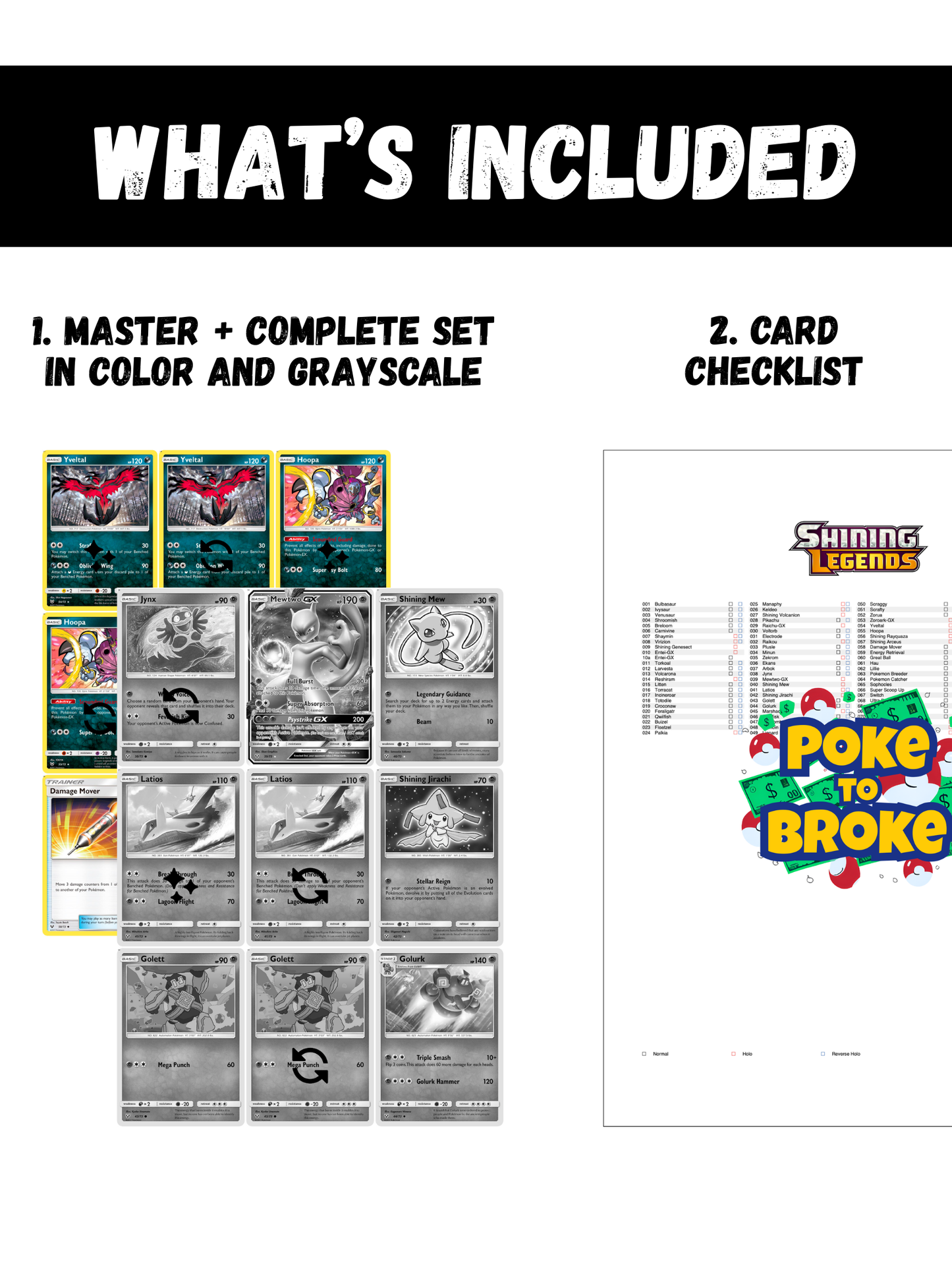 Sun & Moon: Shining Legends Printable Master and Complete Set Binder Placeholders + Checklist (Digital Download)