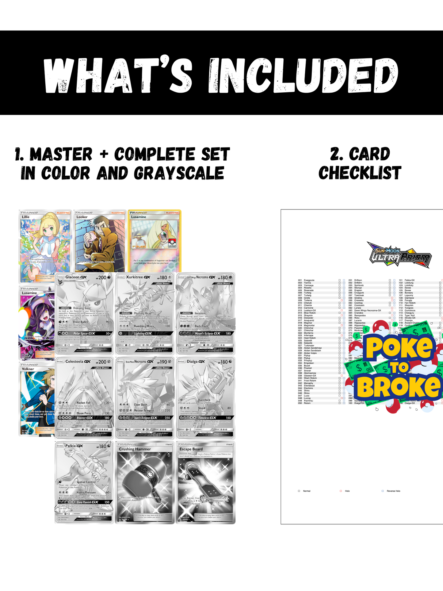 Sun & Moon: Ultra Prism Printable Master and Complete Set Binder Placeholders + Checklist (Digital Download)