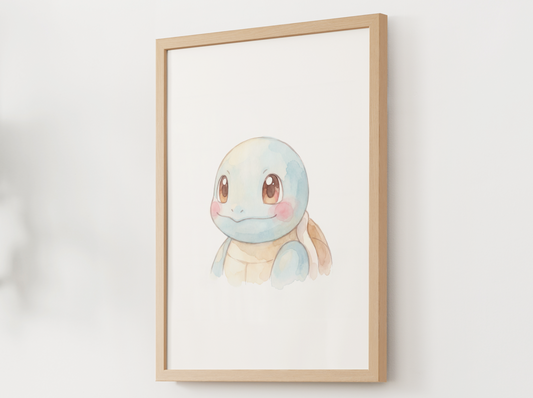 Pokemon Squirtle Nursery Wall Art Printable, Cute Kids Room Decor, Blue Pokemon Poster, Instant Download Digital Print