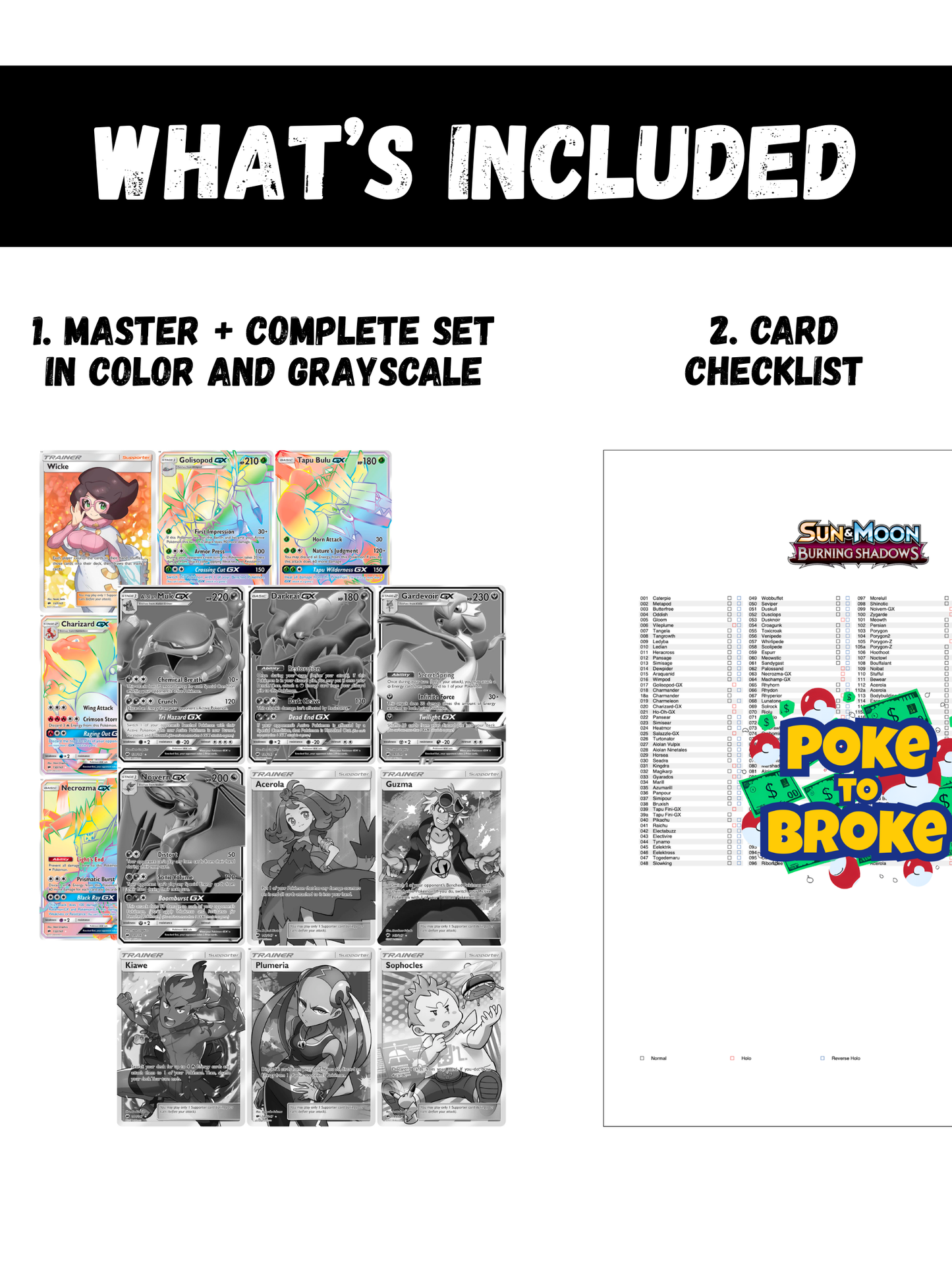 Sun & Moon: Burning Shadows Printable Master and Complete Set Binder Placeholders  + Checklist (Digital Download)