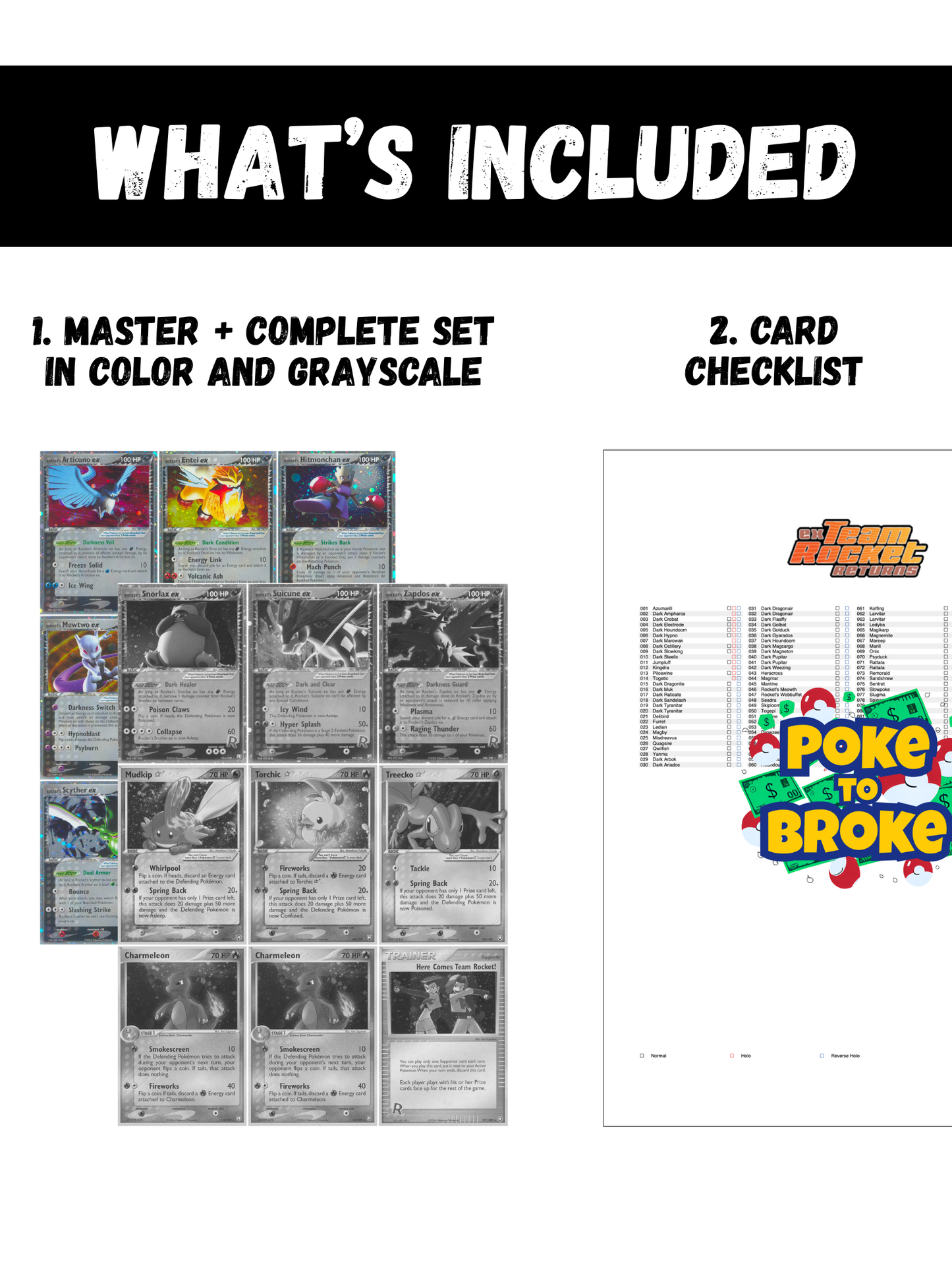 EX: Team Rocket Returns Printable Master and Complete Set Binder Placeholders + Checklist (Digital Download)