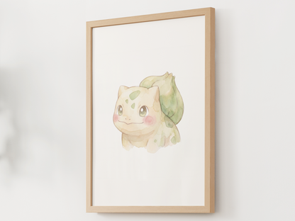 Pokemon Bulbasaur Nursery Wall Art Printable, Cute Kids Room Decor, Green Pokemon Poster, Instant Download Digital Print