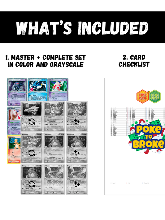 EX: FireRed & LeafGreen Printable Master and Complete Set Binder Placeholders + Checklist (Digital Download)