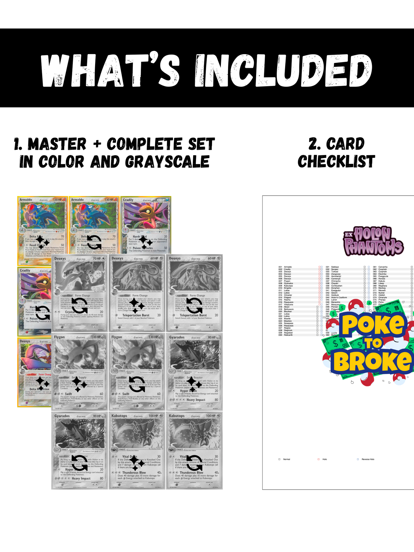 EX: Holon Phantoms Printable Master and Complete Set Binder Placeholders + Checklist (Digital Download)
