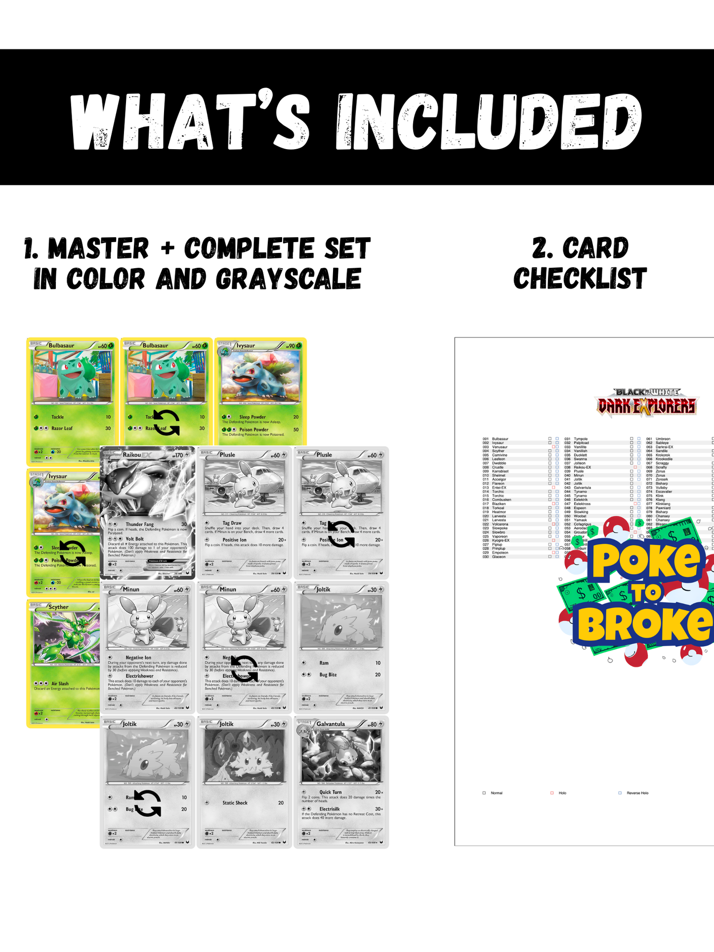 Black & White: Dark Explorers Printable Master and Complete Set Binder Placeholders + Checklist (Digital Download)
