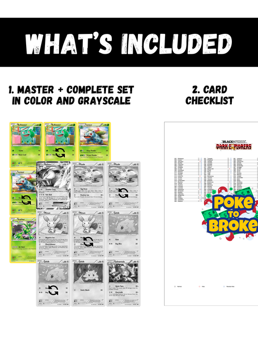 Black & White: Dark Explorers Printable Master and Complete Set Binder Placeholders + Checklist (Digital Download)