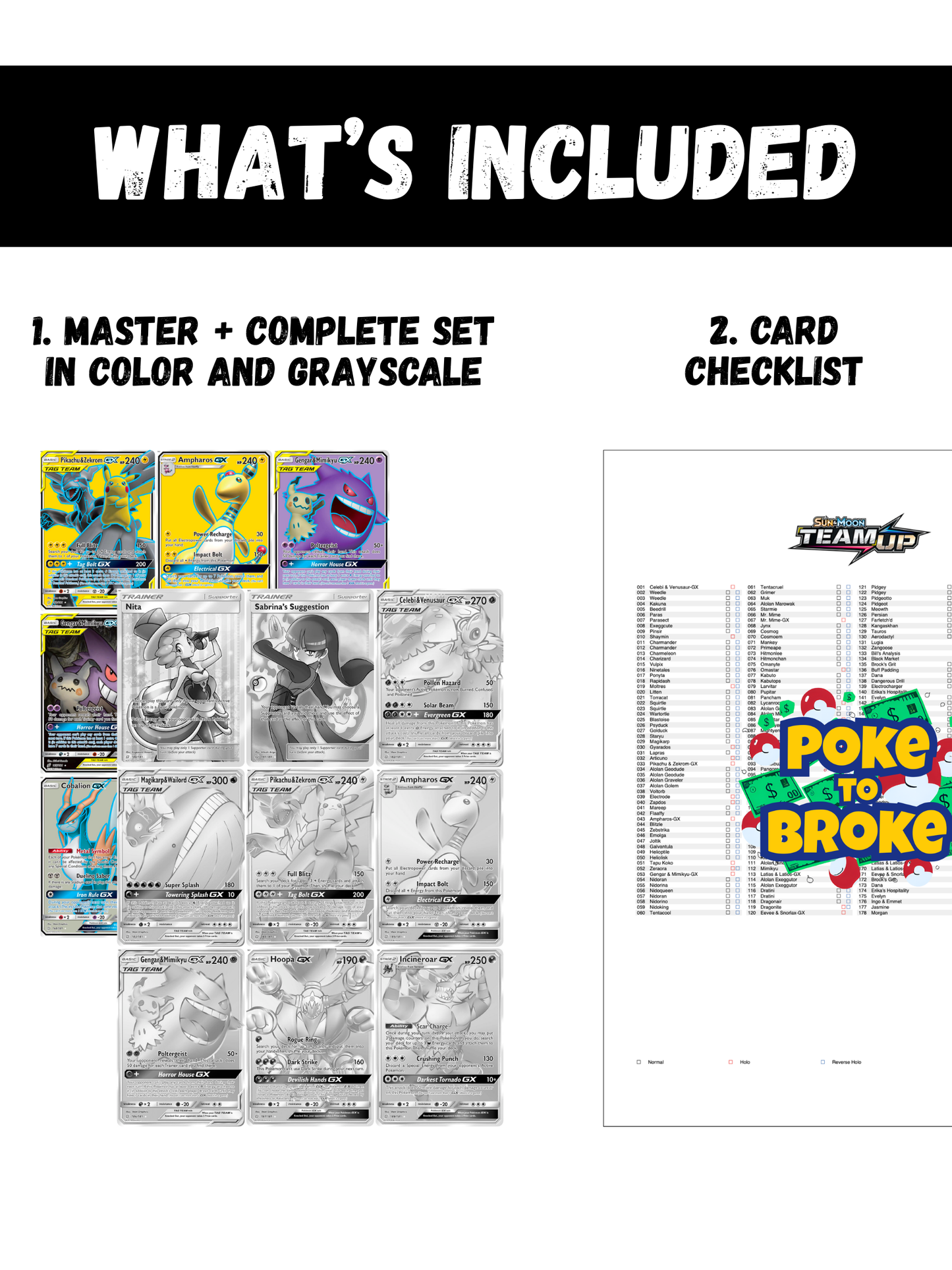 Sun & Moon: Team Up Printable Master and Complete Set Binder Placeholders + Checklist (Digital Download)