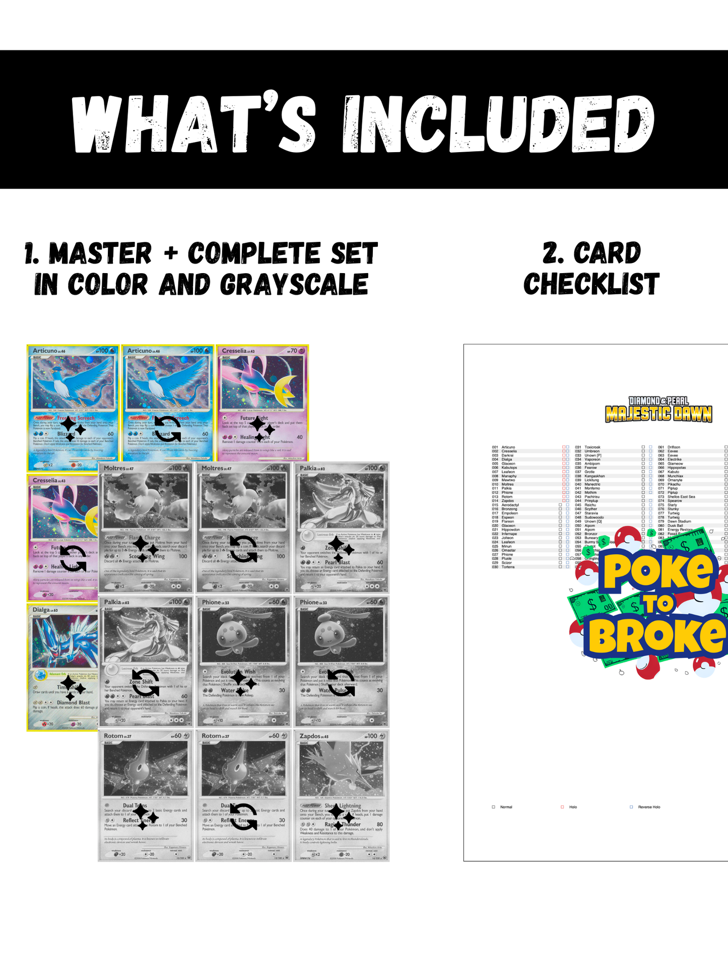 Diamond & Pearl: Majestic Dawn Printable Master and Complete Set Binder Placeholders + Checklist (Digital Download)