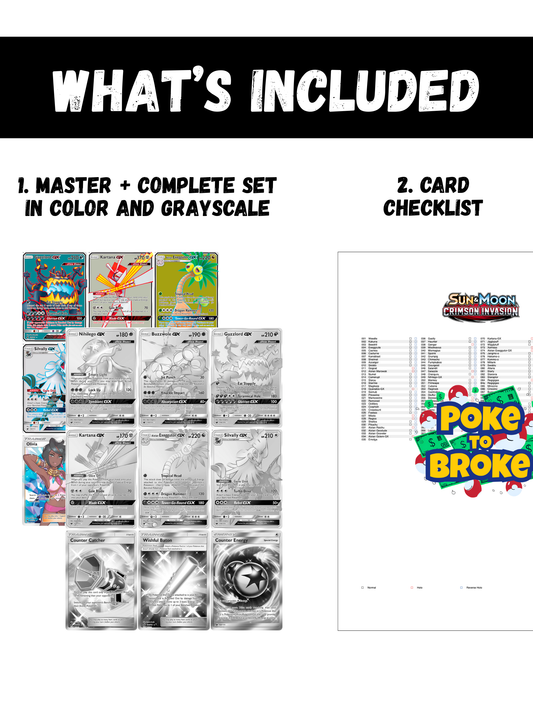 Sun & Moon: Crimson Invasion Printable Master Set Binder Placeholders + Checklist (Digital Download)