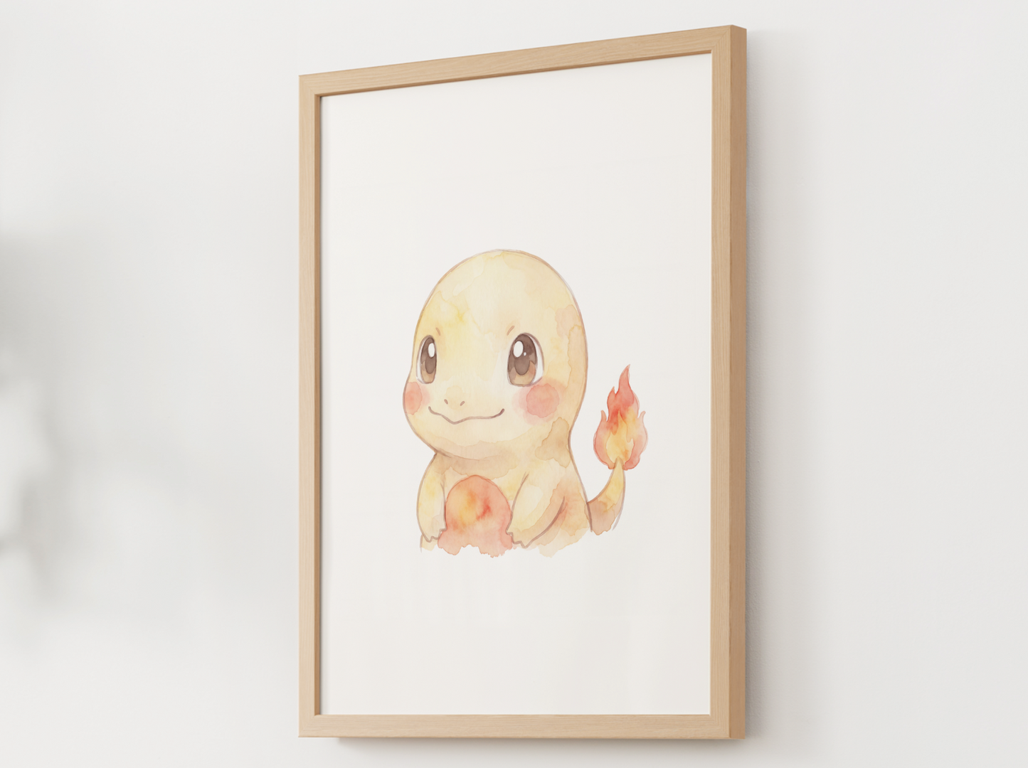 Pokemon Charmander Nursery Wall Art Printable, Cute Kids Room Decor, Orange Pokemon Poster, Instant Download Digital Print