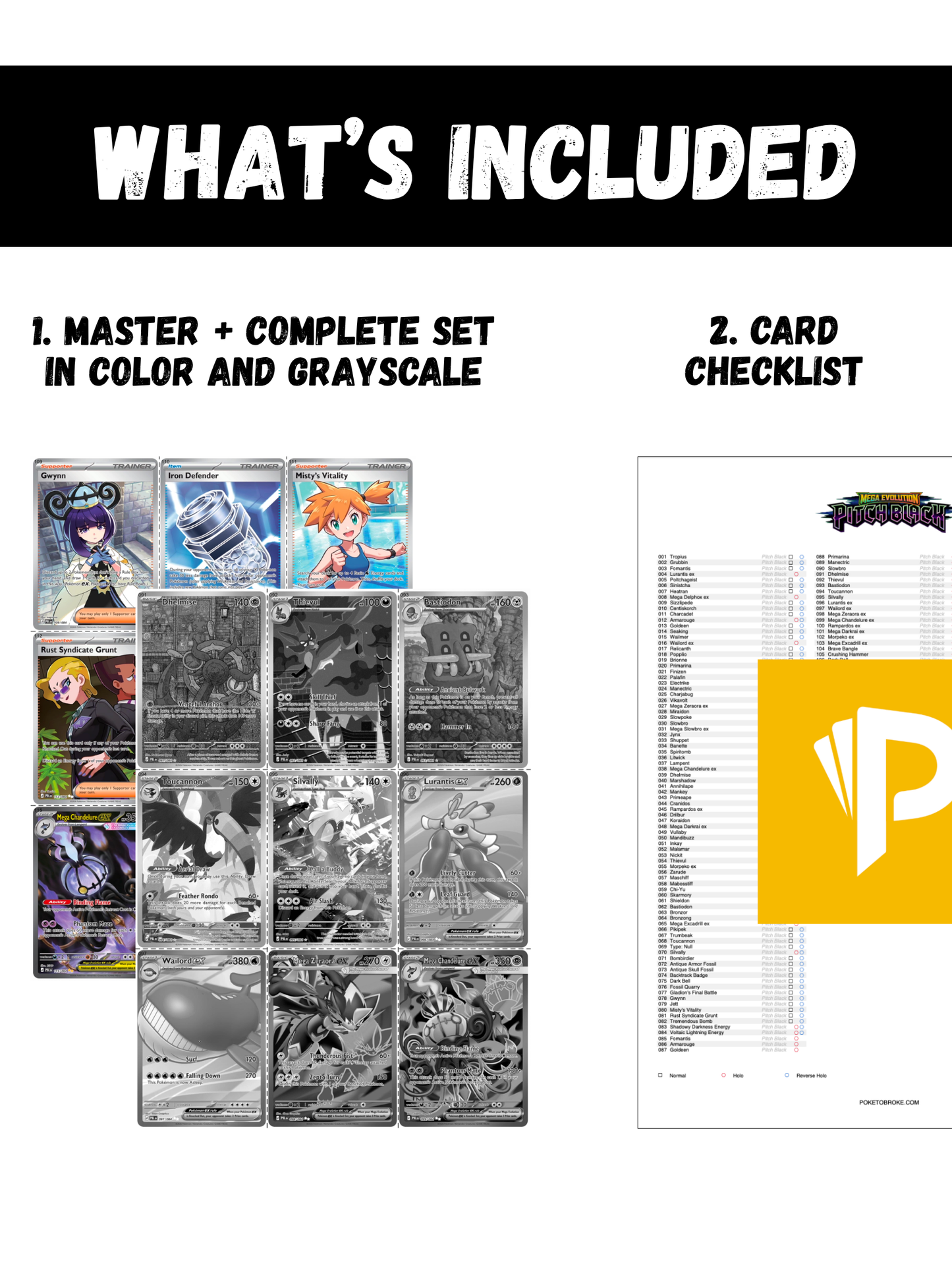 Mega Evolution: Pitch Black Printable Master and Complete Set Binder Placeholders + Checklist (Digital Download)