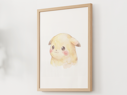 Pokémon Pikachu Nursery Wall Art Printable, Cute Kids Room Decor, Yellow Pokémon Poster, Instant Download Digital Print