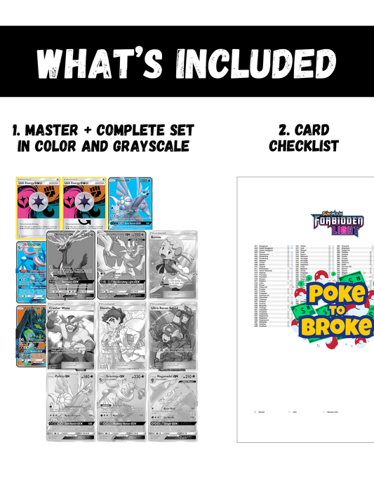 Sun & Moon: Forbidden Light Printable Master and Complete Set Binder Placeholders + Checklist (Digital Download)