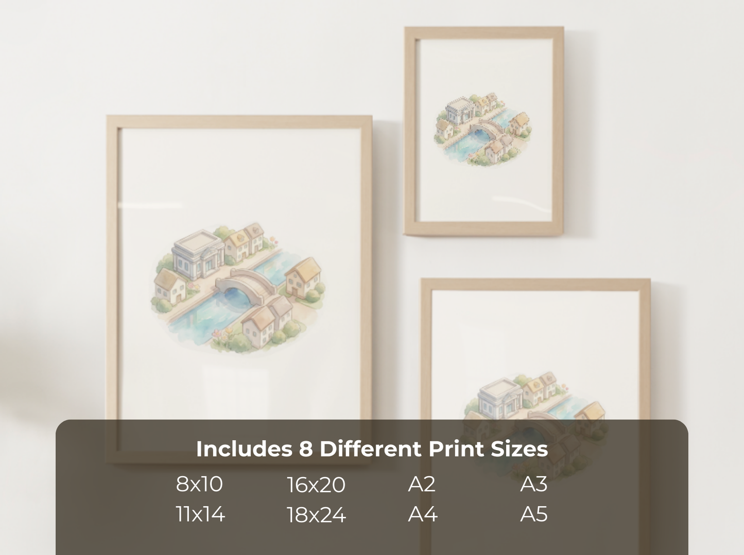 Pokémon Cerulean City Nursery Wall Art Printable, Watercolor Kanto Town Decor, Pastel Kids Room Poster, Instant Download