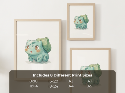 Pokemon Surprised Angry Nursery Wall Art Printable, Cute Kids Room Decor, Watercolor Pokemon Poster, Instant Download Digital Print