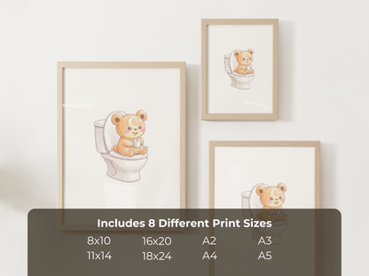 Teddiursa Bathroom Wall Art Printable, Funny Pokemon Toilet Poster, Cute Washroom Decor, Kids Bathroom Art, Instant Download