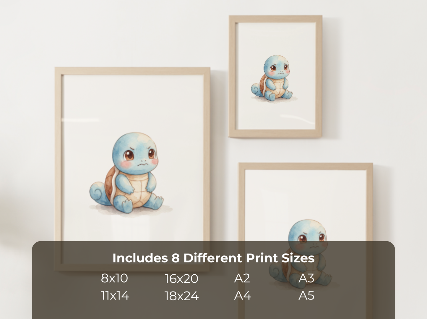 Pokemon Squirtle Angry Nursery Wall Art Printable, Cute Kids Room Decor, Watercolor Pokemon Poster, Instant Download Digital Print