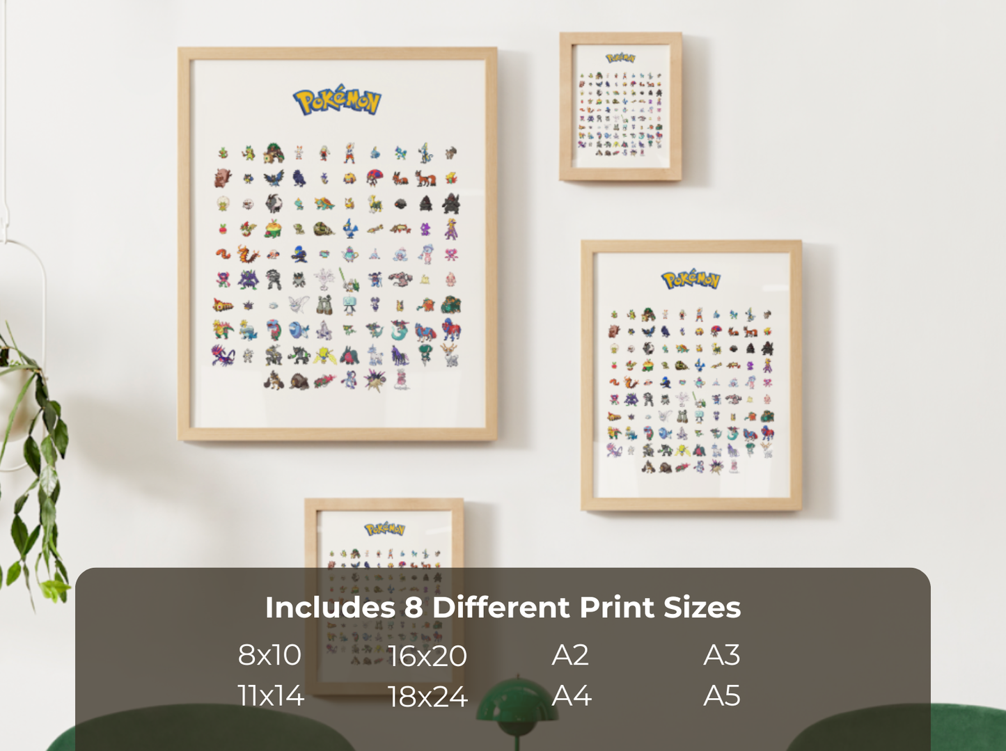 Pokemon Gen 8 Pokedex Poster, Galar Wall Art, Kids Bedroom Decor, Pixel Edition Printable Digital Download