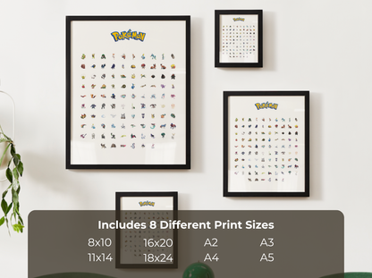 Pokemon Gen 8 Pokedex Poster, Galar Wall Art, Kids Bedroom Decor, Original Artwork Printable Digital Download