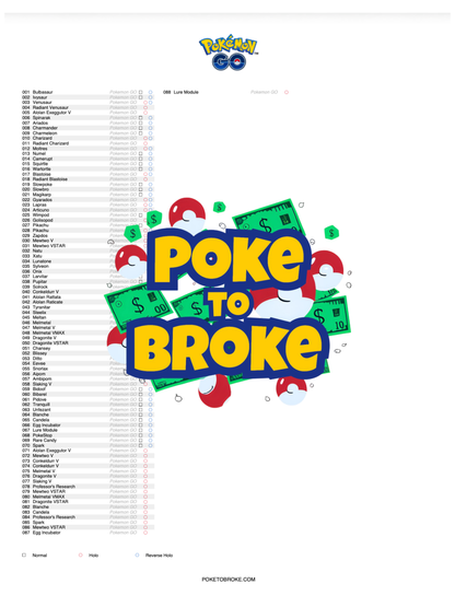 Pokémon GO Printable Master and Complete Set Binder Placeholders + Checklist (Digital Download)