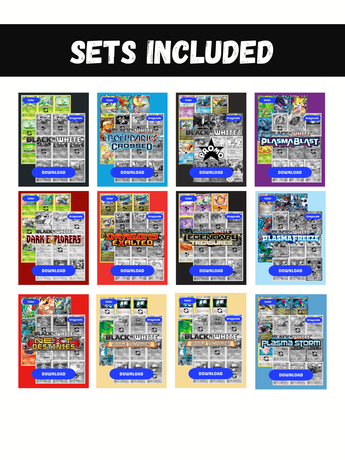 Black and White Sets Ultimate Edition: All Black & White Sets Master and Complete Sets Binder Placeholders + Checklist (Digital Download)