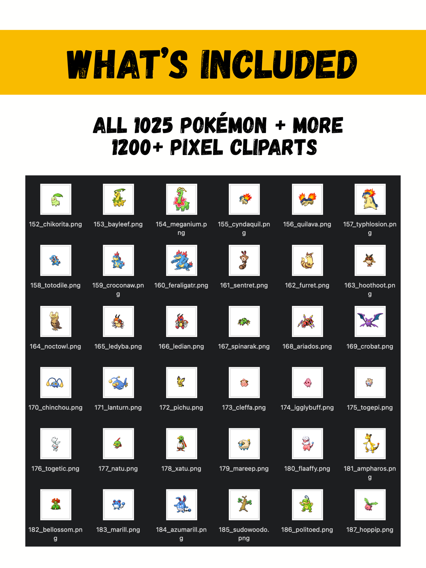 1200+ Pokémon Pixel PNG Clipart Bundle: Pikachu Art Pixel Edition Retro Game Style (Digital Download)