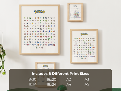 Pokémon Gen 3 Pokédex Poster, Hoenn Wall Art, Kids Bedroom Decor, Pixel Edition Printable Digital Download