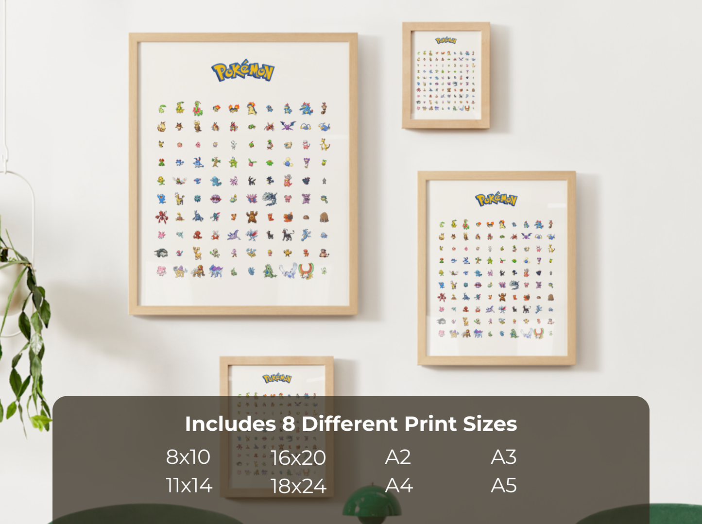 Pokémon Gen 2 Pokédex Poster, Johto Wall Art, Kids Bedroom Decor, Pixel Edition Printable Digital Download