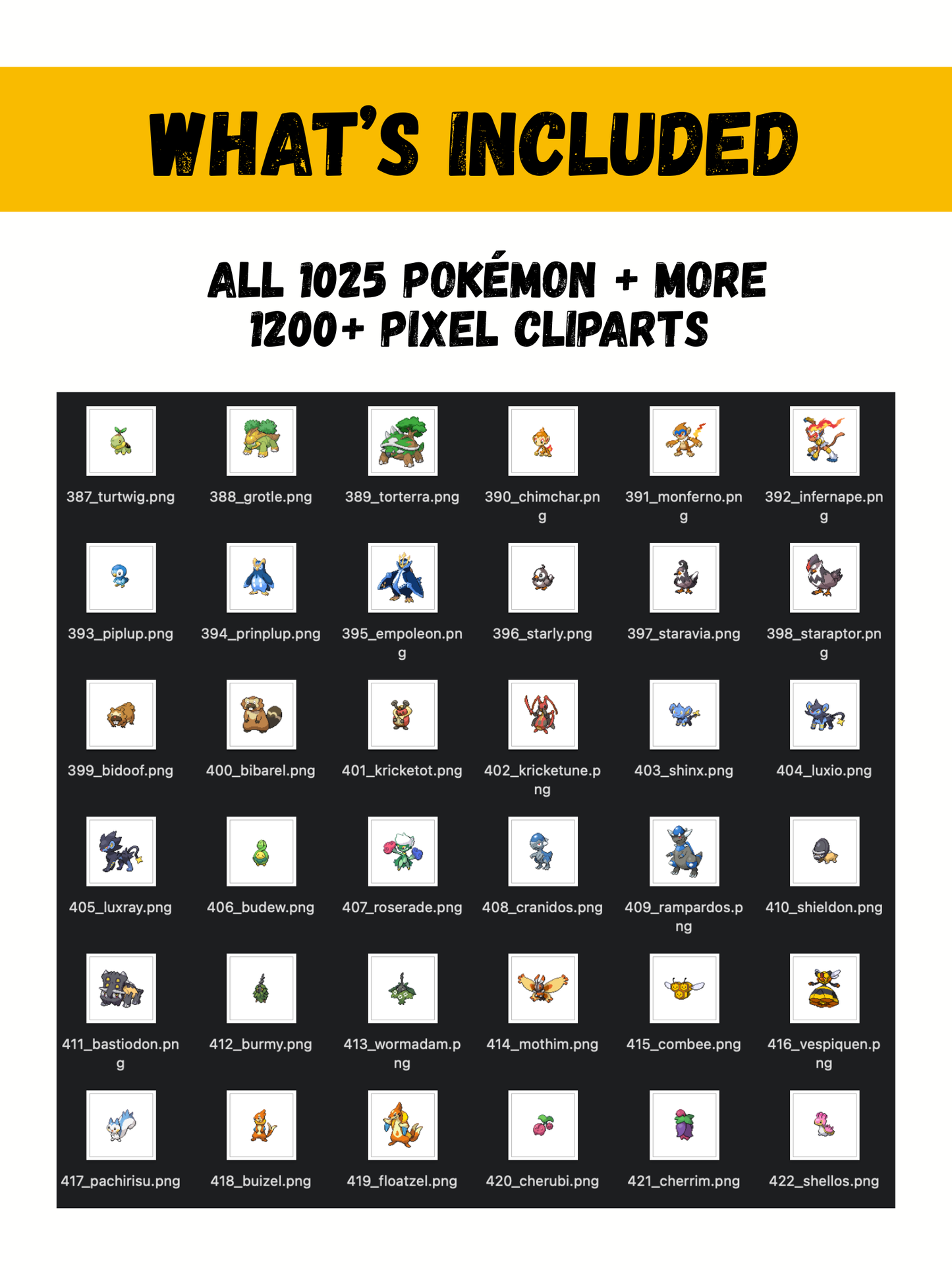 1200+ Pokémon Pixel PNG Clipart Bundle: Pikachu Art Pixel Edition Retro Game Style (Digital Download)