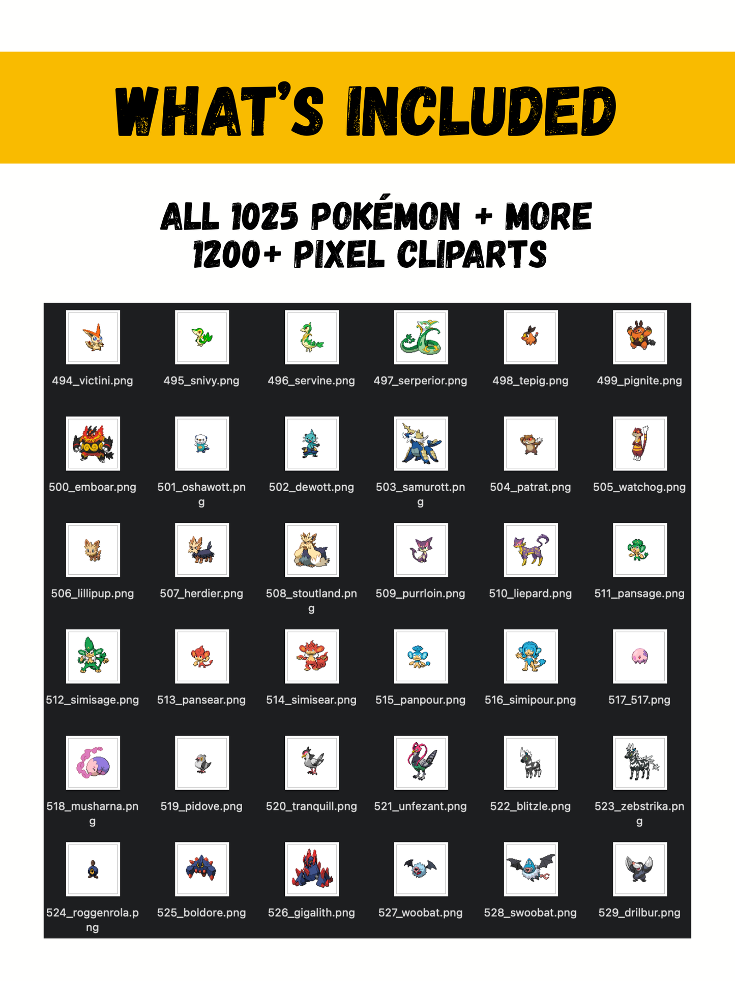 1200+ Pokémon Pixel PNG Clipart Bundle: Pikachu Art Pixel Edition Retro Game Style (Digital Download)
