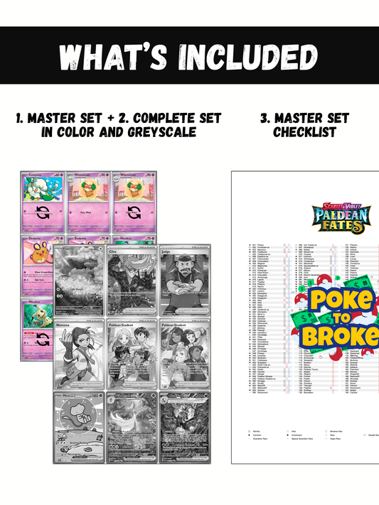 Scarlet & Violet: Paldean Fates Printable Master and Complete Set Binder Placeholders + Checklist (Digital Download)