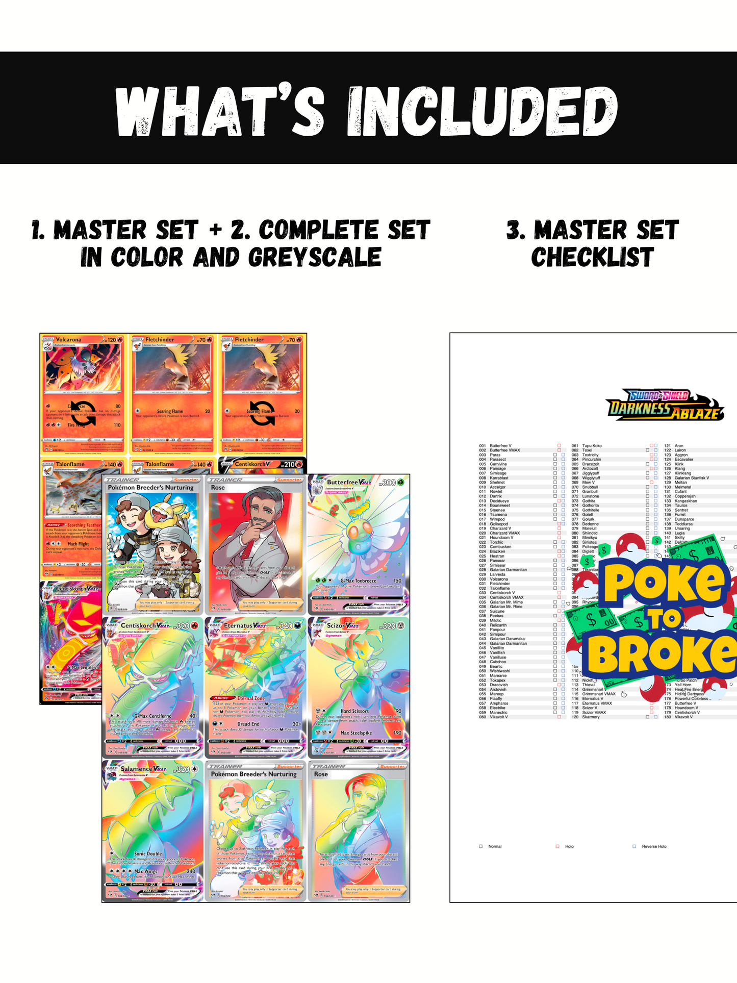 Sword & Shield: Darkness Ablaze Printable Master and Complete Set Binder Placeholders + Checklist (Digital Download)