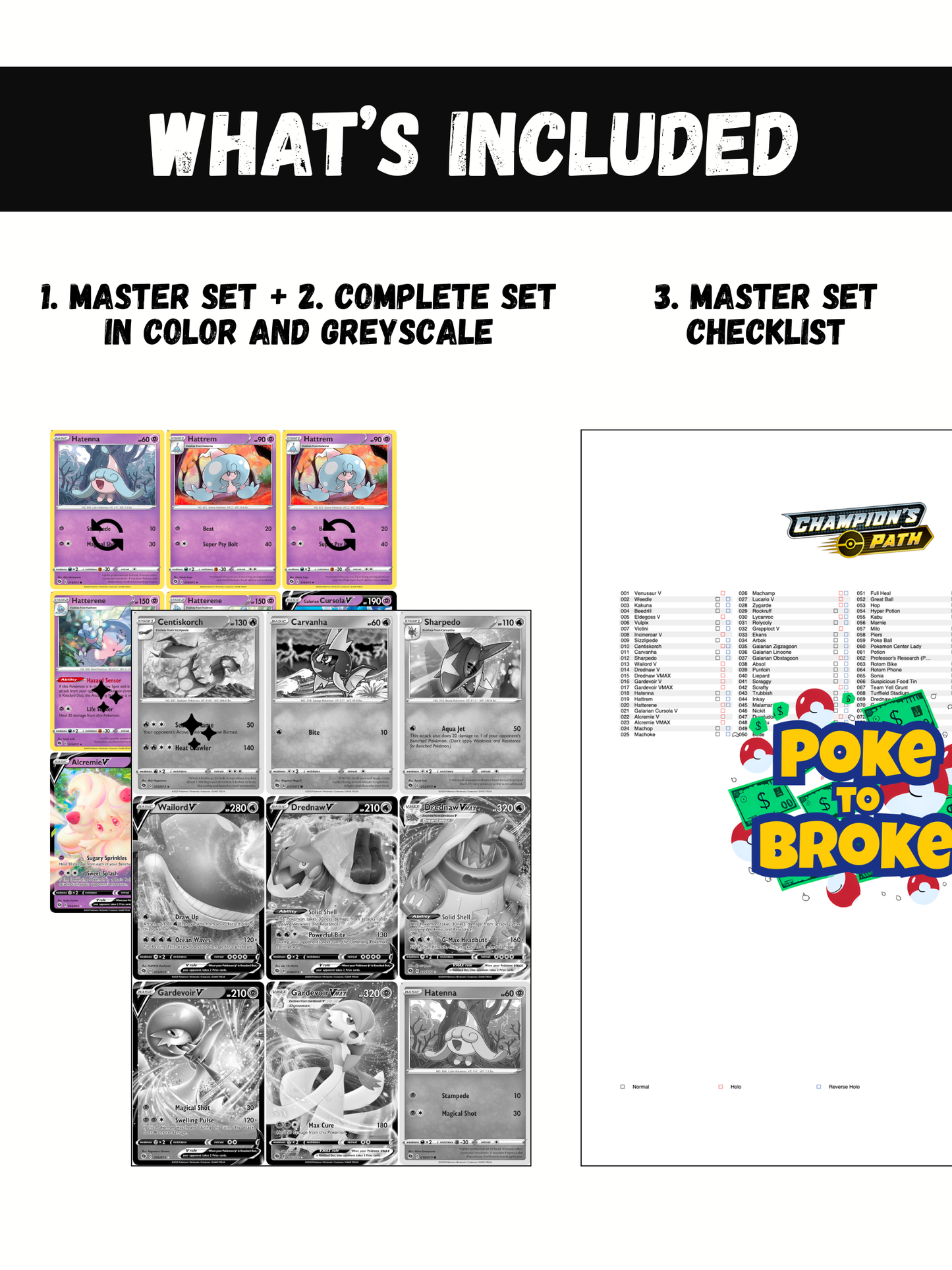 Sword & Shield: Champion's Path Printable Master and Complete Set Binder Placeholders + Checklist (Digital Download)